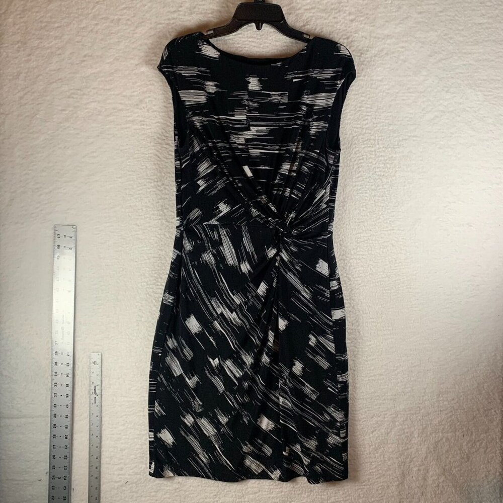 Lauren Ralph Lauren Womens Black Geometric Front Side Knot Sheath Dress 14 9072